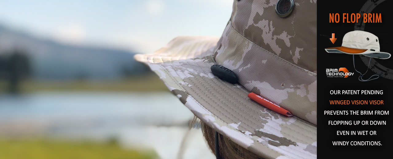 The SEAHAWK performance sun hat is our mid-width brim style for those who would like a bit more UV protection or don't need the arm clearance around the ears that the OSPREY offers. Still made for being on or in the water, our innovative SHELTAtech construction has a hydrophobic mesh lining that repels water and is sewn directly to the head- band to eliminate any "sag" issues. The patent pending "Winged Vision Visor" & "Convertible Cord System" makes this a technically superior alternative to the more traditional sunhats out there.UPF 50+ Certified Breathable FabricWinged Vision Visor (Patent Pending)Convertible Cord System (Patent Pending)Water Repellent sun hat100% Recycled PolyesterNo-Sag Wicking HeadbandSide Mesh Wicking LinerReflective Safety LogoHeat Releasing VentsOne Handed Size AdjusterInside Stash PocketFloatsLifetime Product WarrantyDesigned in USA / ImportedBrim Measurements: Front 3" Sides 2 1/4" Back 2 ½"SUP HatStand Up Paddle Boarding HatPaddle Surfing HatFishing Hat